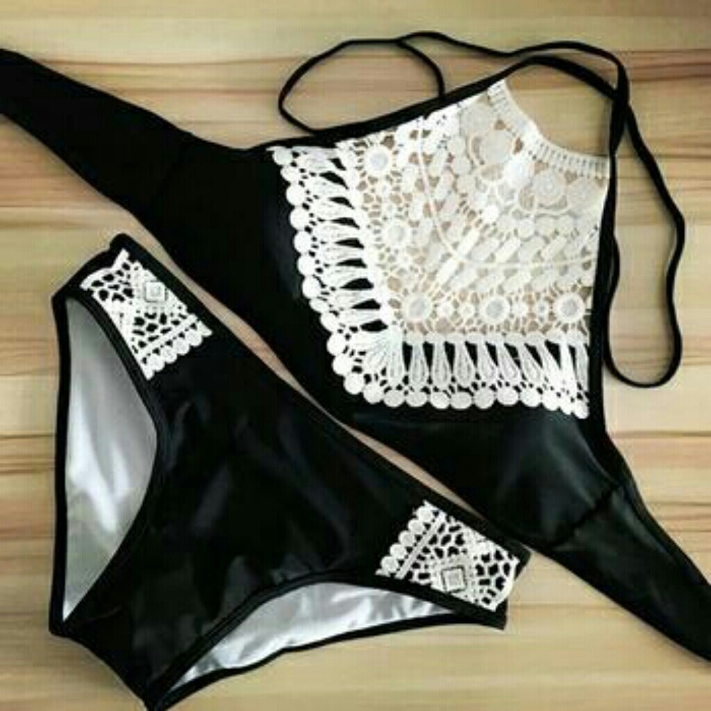 Black two piece swimsuit